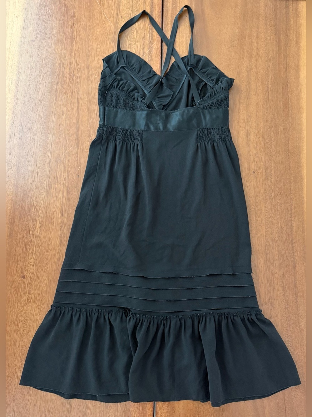 Vintage Prada Black Textured Ruffle Dress with Bow - Picture 5 of 7